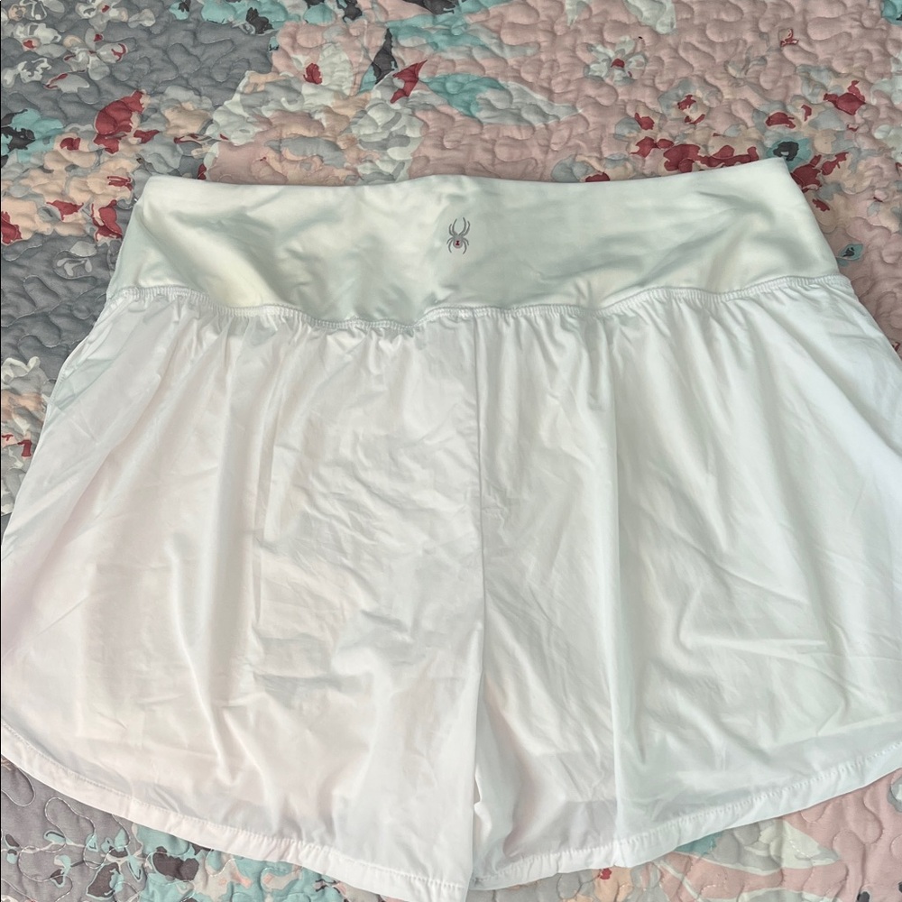 Spyder White Women's Athletic shorts with Logo Waistband